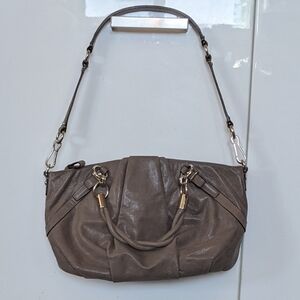 Coach Madison Leather Shoulder Bag Satchel Handbag Pearlescent Taupe